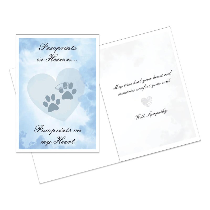 Dog Speak Pet Sympathy Card - Pawprints in Heaven, Pawprints on my Heart - Pet Memorial & Remembrance Card - Image 3